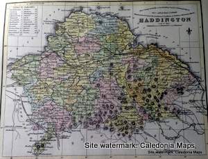 County Map of Scotland - 1847 - East Lothian (known as Haddington)
