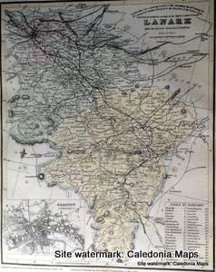 County Map of Scotland - 1847 - Lanarkshire (inc Glasgow)