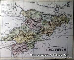 County Map of Scotland - 1847 -  West Lothian (Linlithgow, as it was known then)
