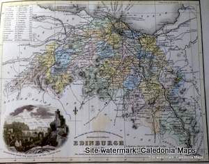 County Map of Scotland - 1847 - Midlothian (Edinburgh)