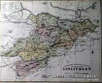 County Map of Scotland - 1847 -  West Lothian (Linlithgow, as it was known then)
